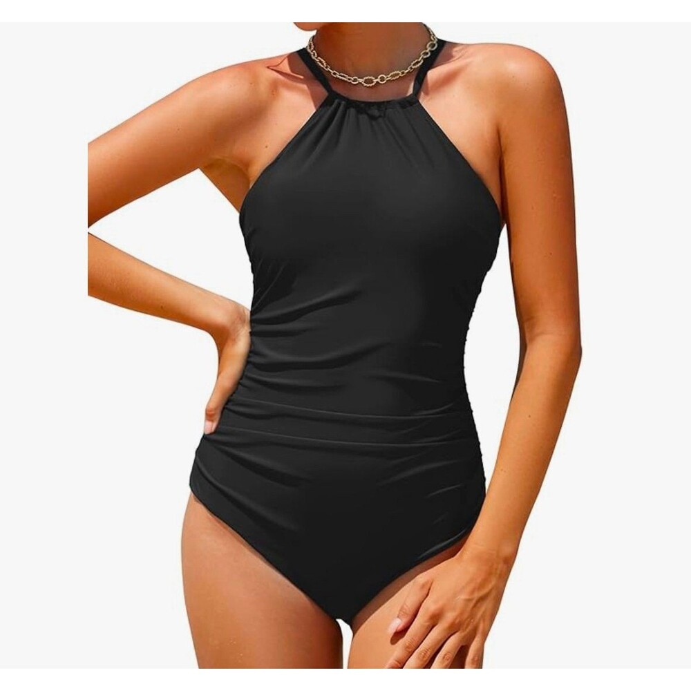 Holipick High Neck One Piece Swimsuit Tummy Control Black Size XS New With Tag